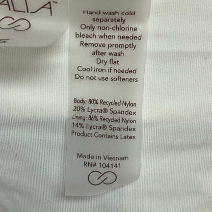 Calia Wide Banded High Leg Swim Bottoms Wavy Blocks Neutral WSA23414PRT New!