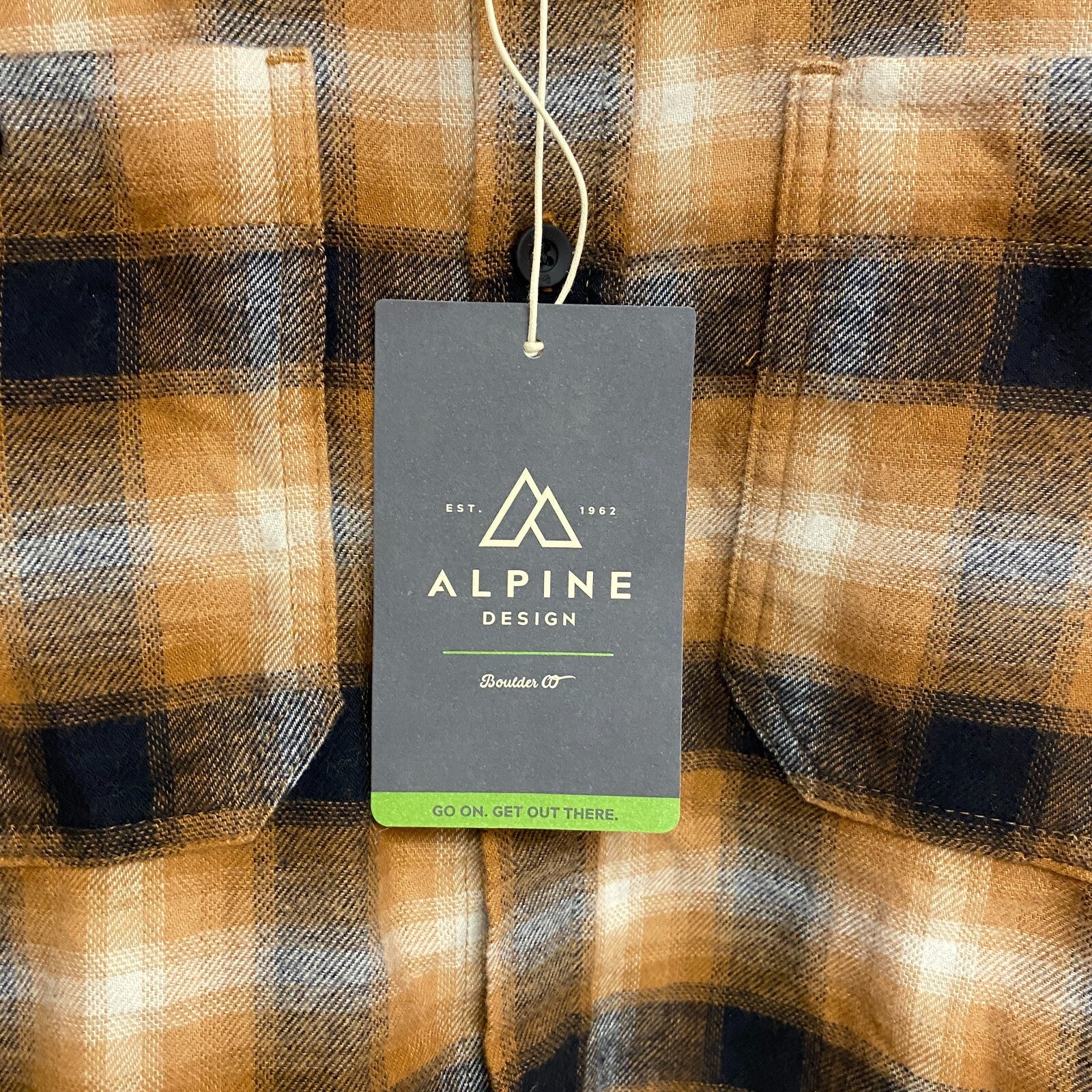 ALPINE DESIGN MENS AD M BRUSHED FLANNEL LONG SLEEVE GOLD HICKORY  PLAID ADM23300
