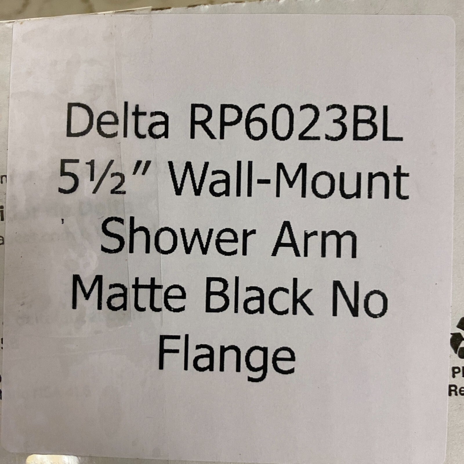 Delta RP6023BL 5½″ Wall-Mount Shower Arm Matte Black No Flange