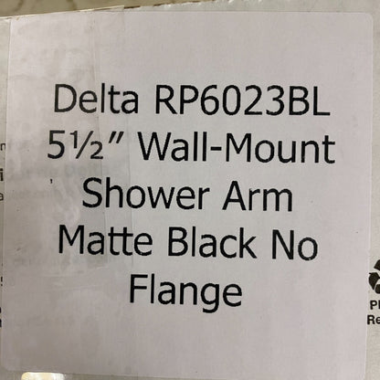 Delta RP6023BL 5½″ Wall-Mount Shower Arm Matte Black No Flange
