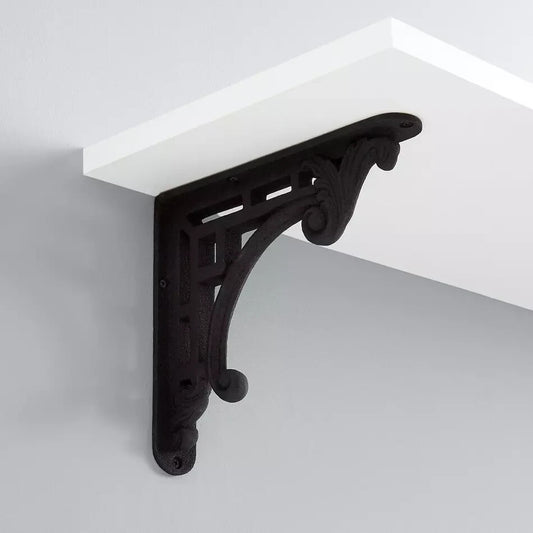 Signature Hardware Cast Iron Shelf Bracket Black Powder Coat 9.50"×11.50"