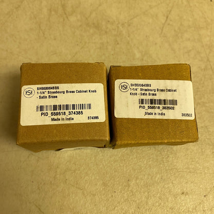 Signature Hardware Strasbourg Brass Cabinet Knob 1‑1/4″ Satin Brass (2 Pack)