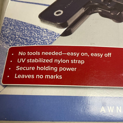 Camco RV Awning De-Flapper Max 2-Pack Black Fabric Clamps Model 42251