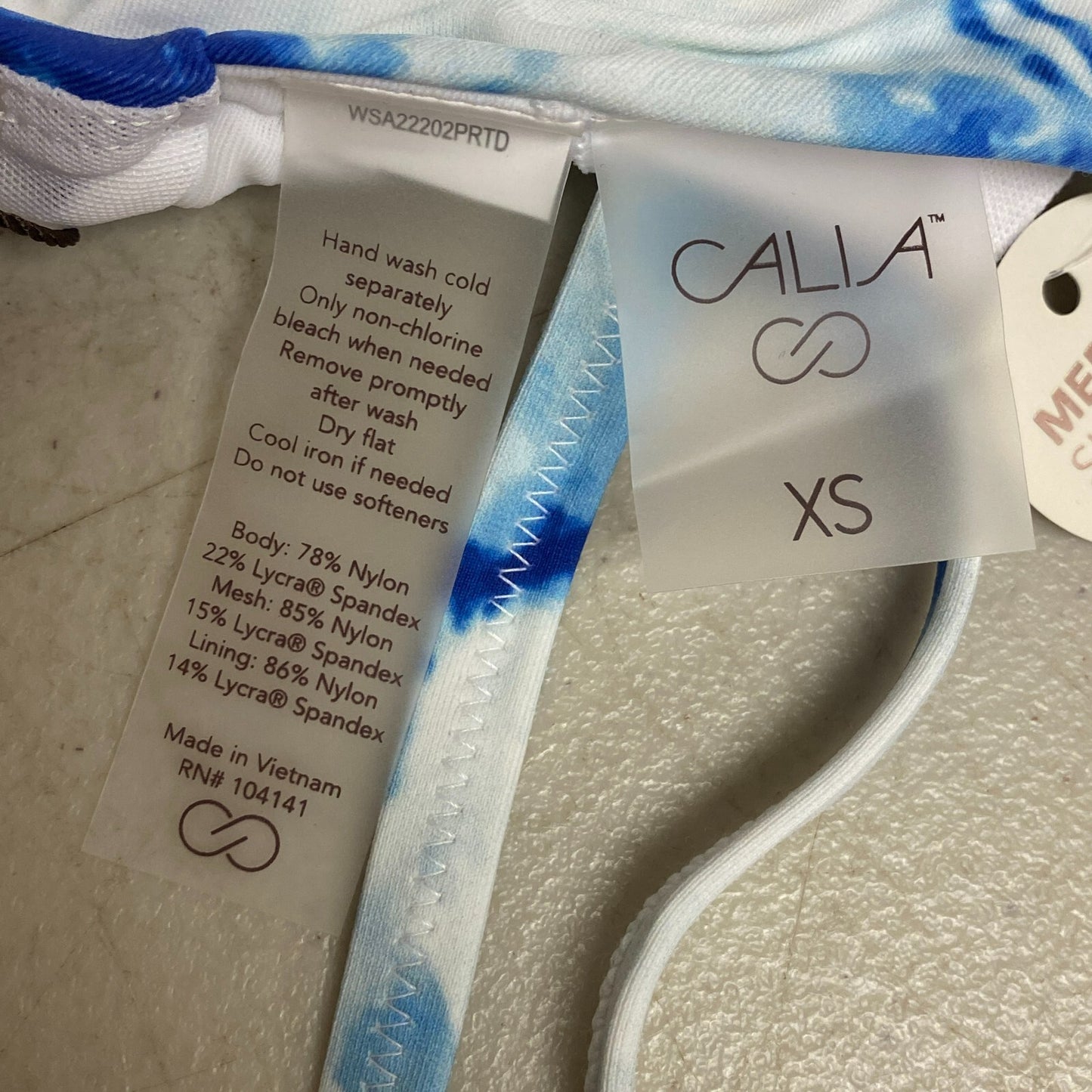 Calia Ruched Front Cross Back Top Floral Flourish Blue Bikini Top WSA22202PRT