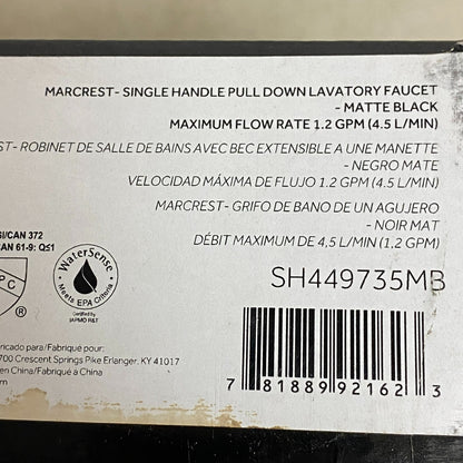 Signature Hardware Marcrest Single-Hole Pull-Down Bathroom Faucet - Matte Black