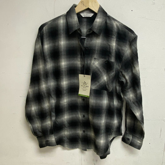 Alpine Design Women's Journey Oversized Flannel Pure Black Hickory Plaid ADW2210