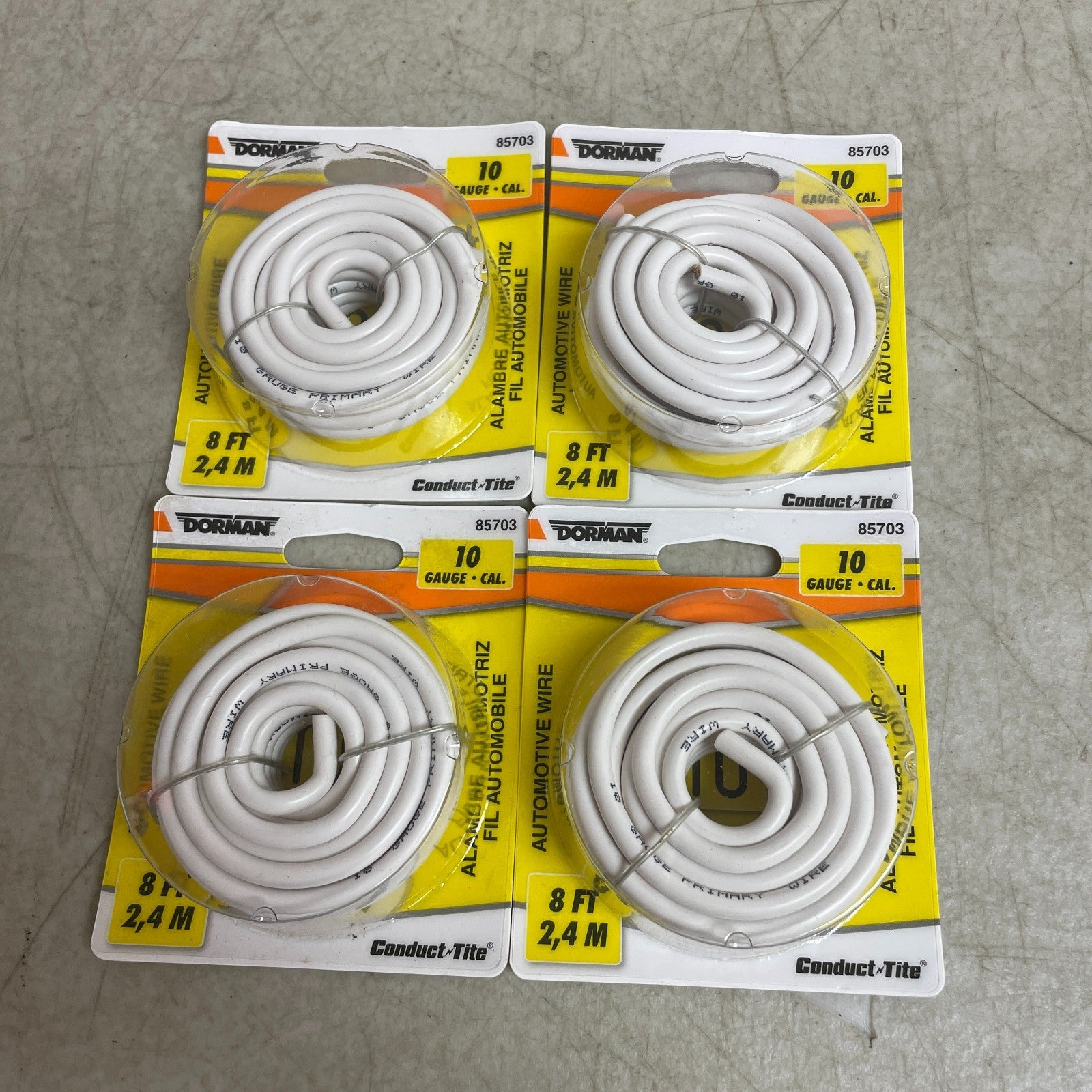 Dorman 10-Gauge White Primary Wire 8ft Stranded Automotive 4 Pack Model 85703