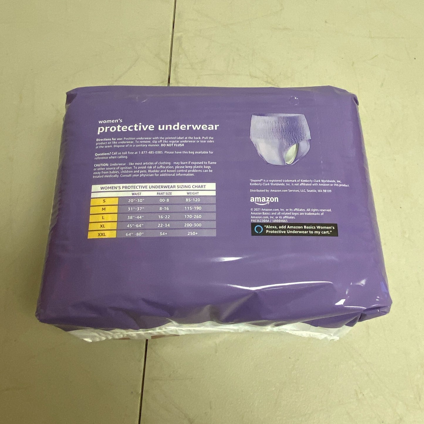 Basics Incontinence & Postpartum Underwear for Women, Large, 44 ct