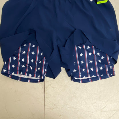 DSG Men's 5"inseam Athletic Fit 2-In-1 Agility Short Navy Americana Pinstripe