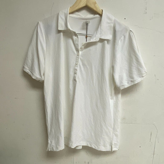 Calia Womens Puff Sleeve Golf Pure White Solid Short Sleeve WCG31005