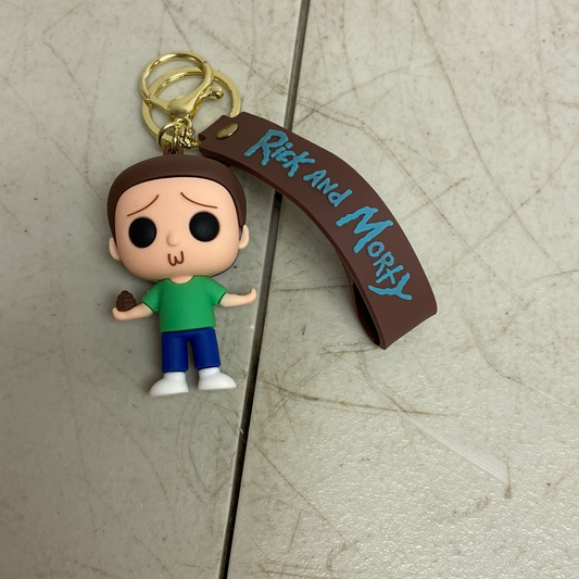 New Assorted Silicone Rick and Morty Keychain  with Morty Green Shirt accessory