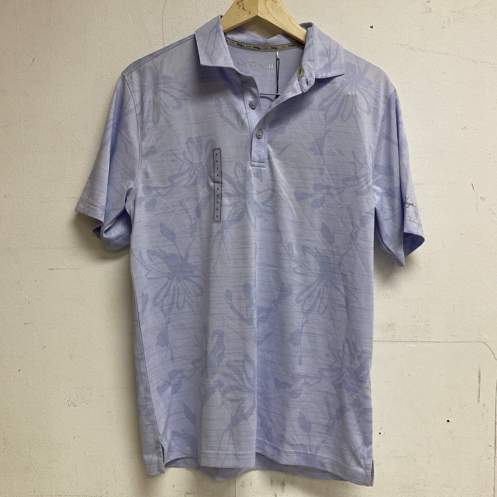 Walter Hage Men's P11 Floral Pique Polo Linear Floral Grey Skies MGA11507
