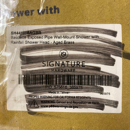 Signature Hardware Baudette Exposed Pipe Wall-Mount Shower with Rainfall Shower