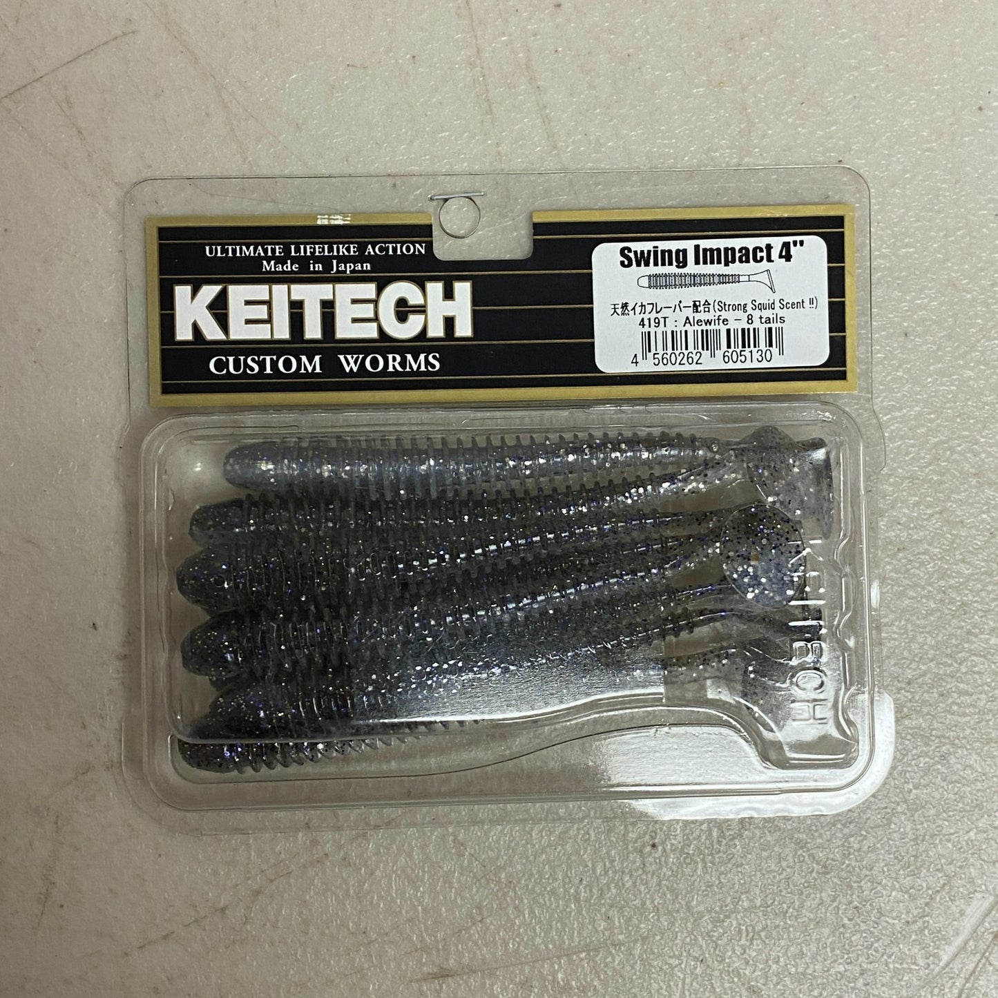 Keitech Custom Worms Swing Impact 4" 8 Pack Squid Scent 4560262605130