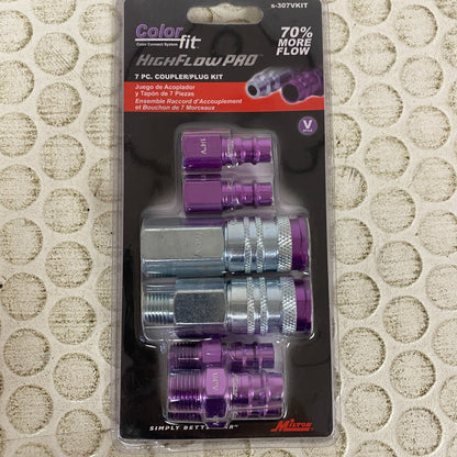 Milton S-307VKIT ColorFit V-Style Hi-Flow Coupler Plug Kit Purple 7 Pc