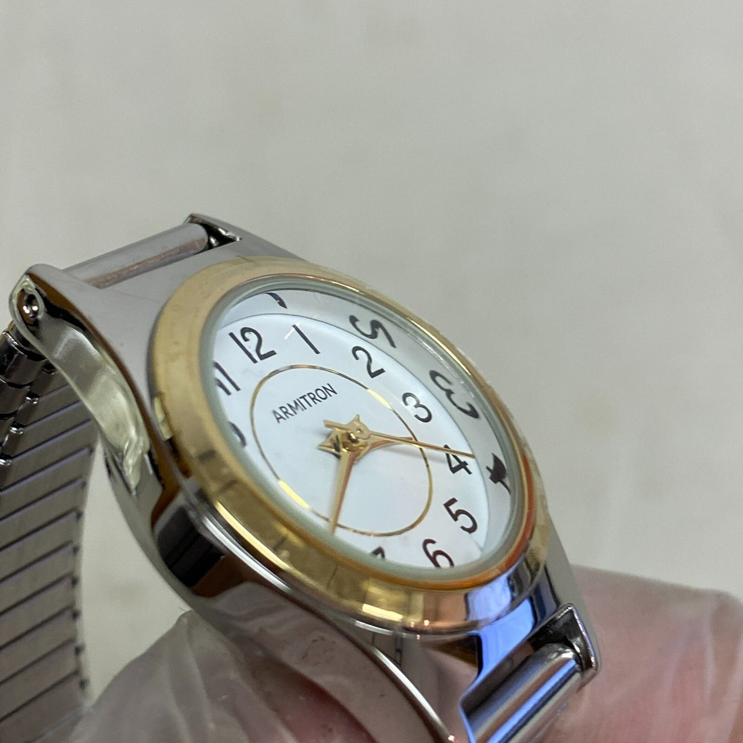 Armitron Watch Japan Quartz Women Dual Tone Gold Plated Stretch Steel 75/5420TTG