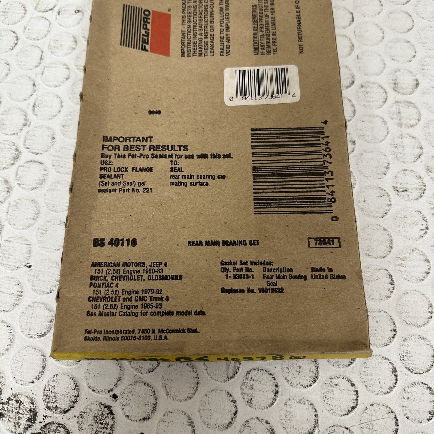 FEL-PRO BS40110 Rear Main Seal Set 2-Piece 1955-2002 Chevrolet Corvette