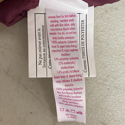 EUC Live Justice Winter Coat Maroon Fur Lined Hooded Girls Jacket Size 12