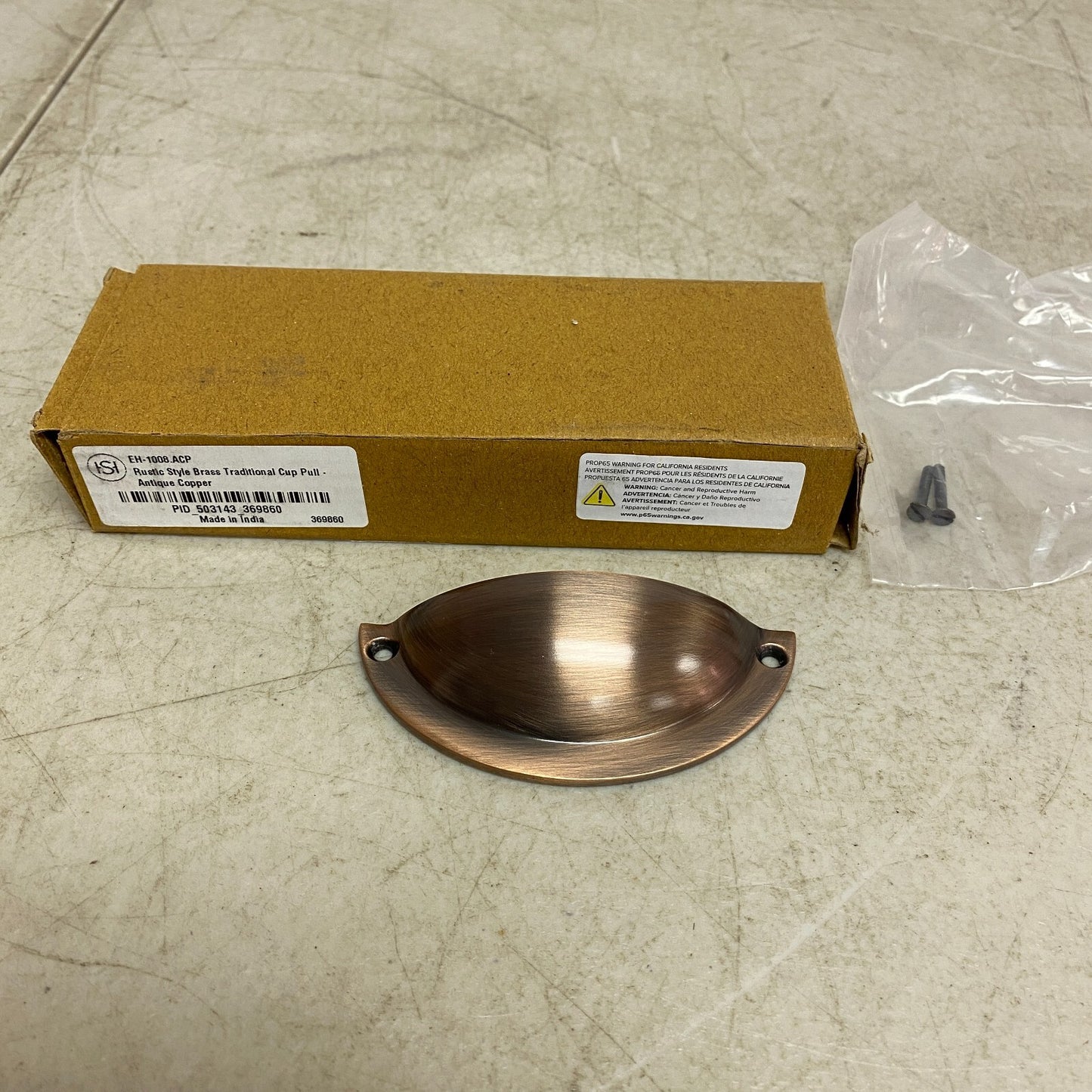 Signature Hardware Rustic Style Brass Traditional Cup Pull - Antique Copper