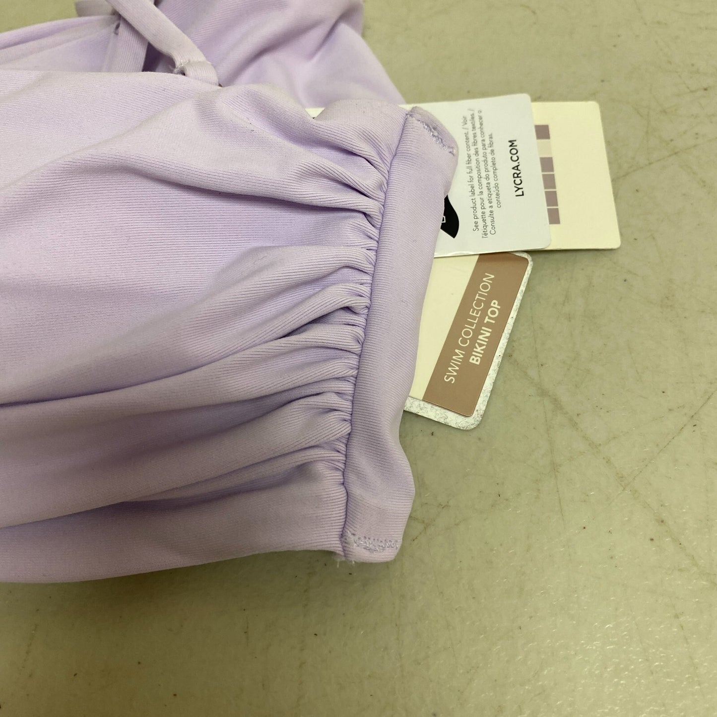 CALIA Women's Shirred Strapless Bandeau Low Support SwimTop Lilac Flash WSA23202