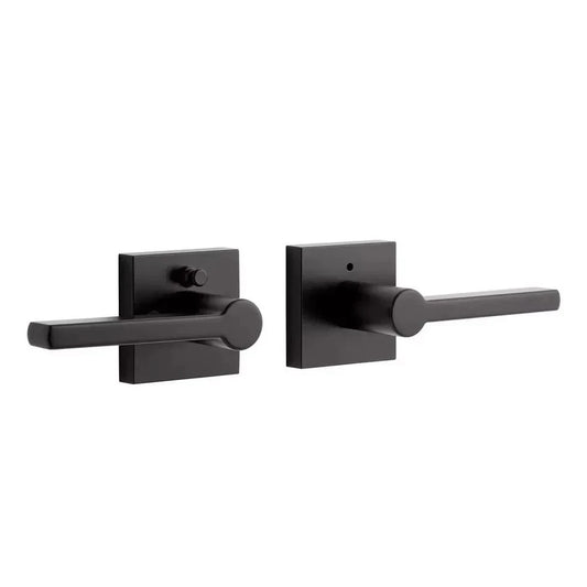 Signature Hardware Mabry Flat Lever Privacy Door Set Matte Black HLK2203U19
