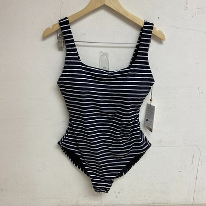 Calia Women's Sculpt Drop Back One Piece Swimsuit Stripe Black WSA23110PRT