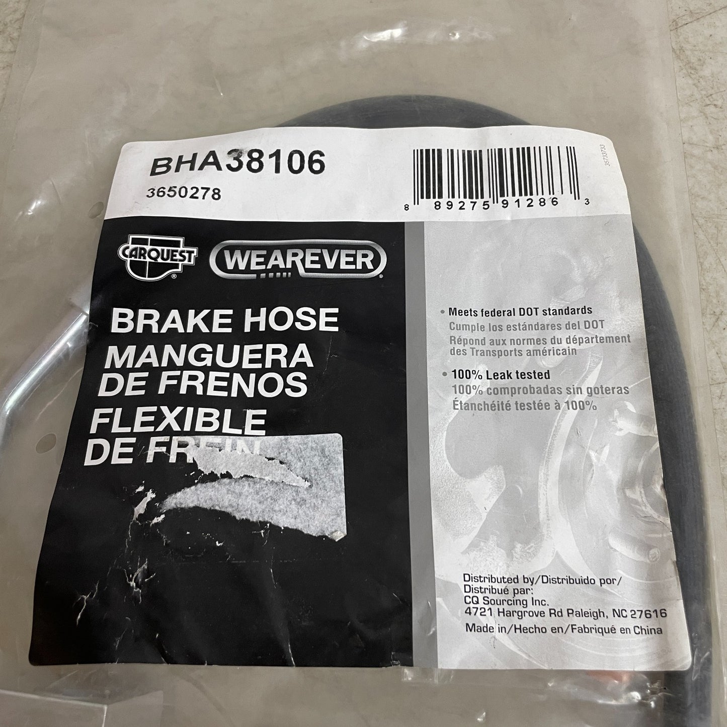 Carquest Wearever BHA38106 Brake Hose Assembly 17" Flexible with Copper Washers