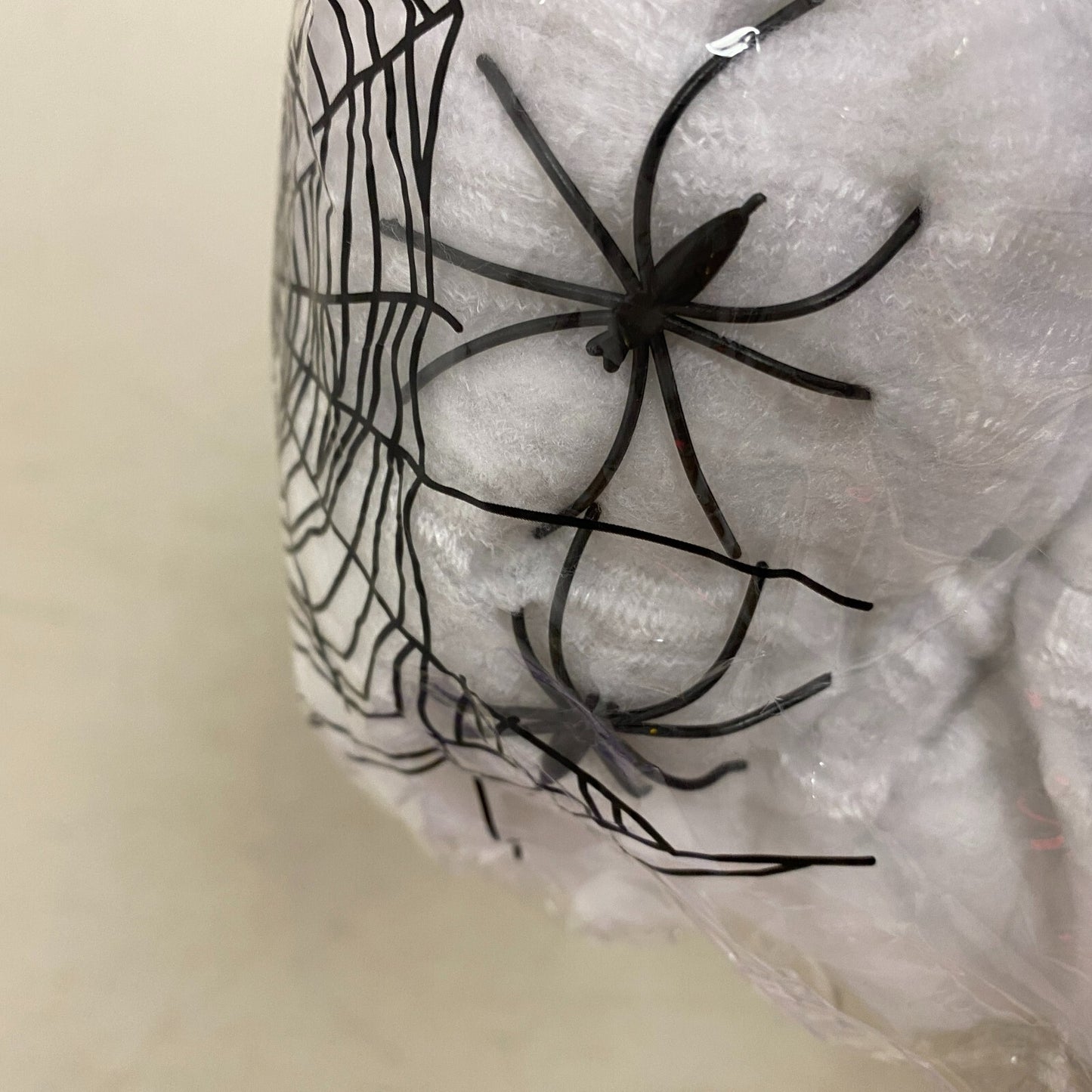 Stretchable Spider Web Decoration White w/ Black spider Accents