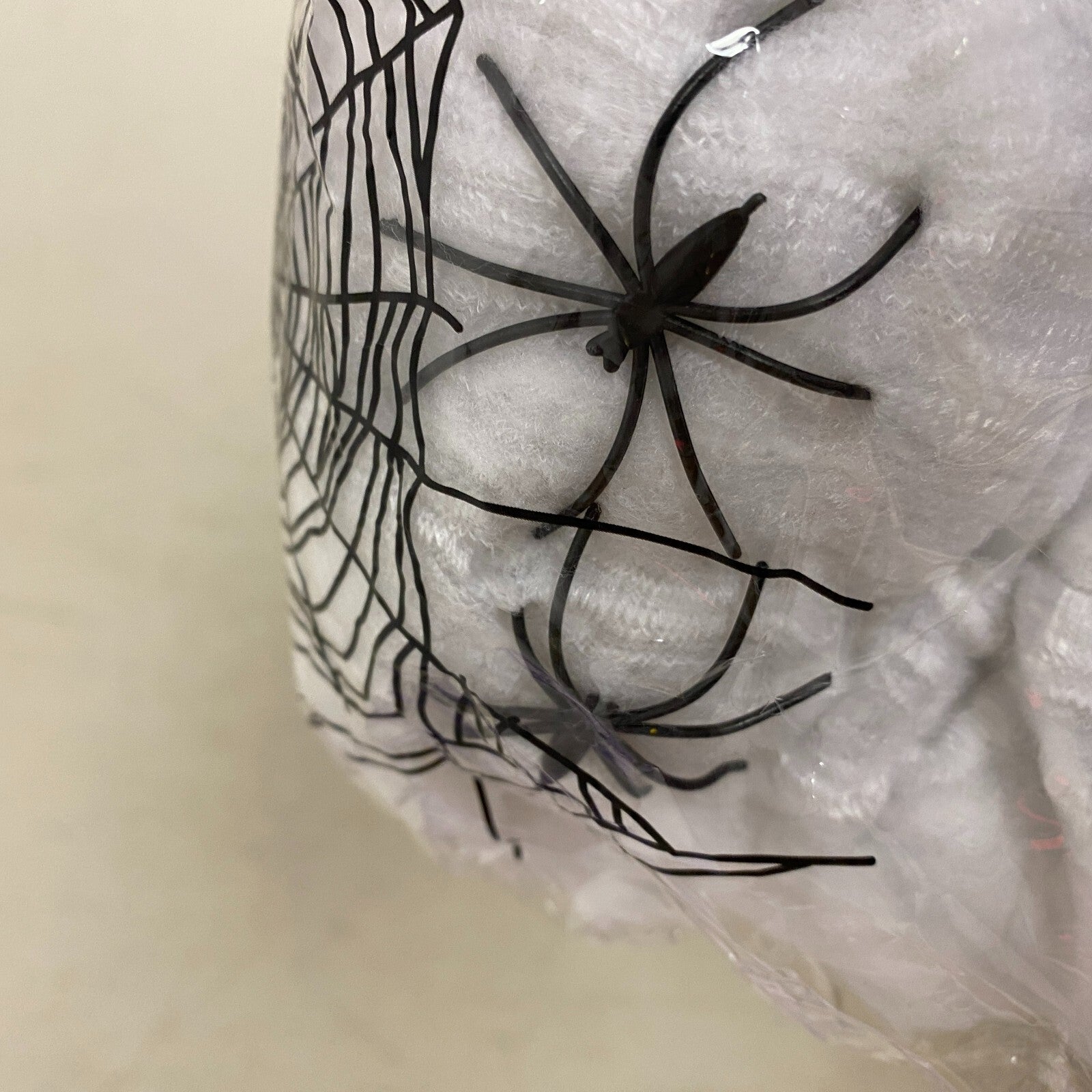 Stretchable Spider Web Decoration White w/ Black spider Accents