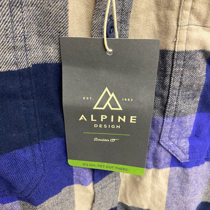 Alpine Design Men's AD M Brushed Flannel Dark Blue Three Block Plaid T-Shirt New