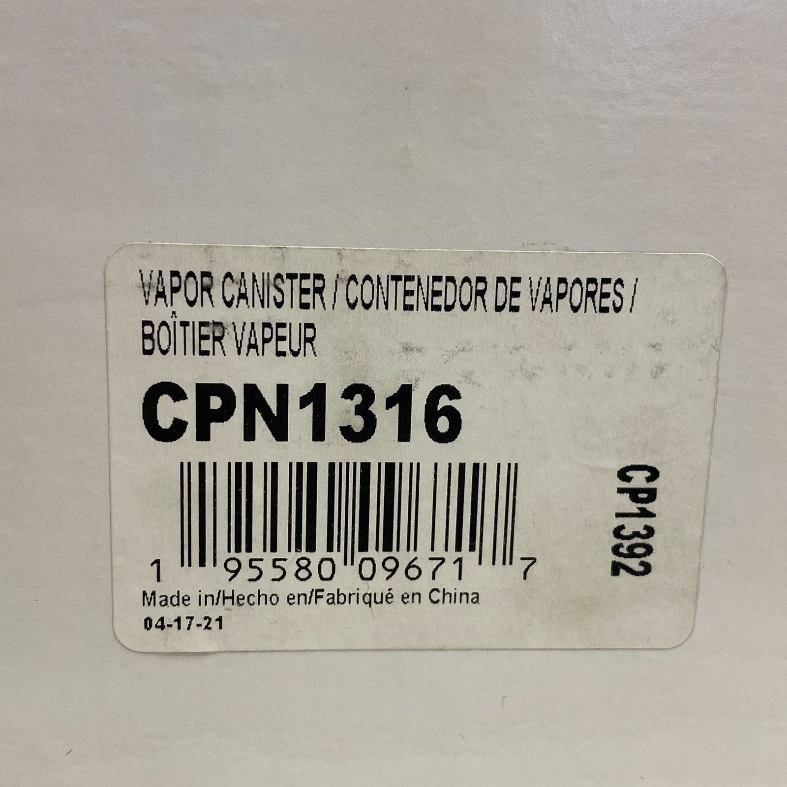 CARQUEST Premium Vapor Canister Charcoal Emission Canister Black CPN1316