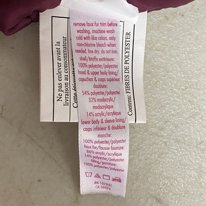 EUC Live Justice Winter Coat Maroon Fur Lined Hooded Girls Jacket Size 12