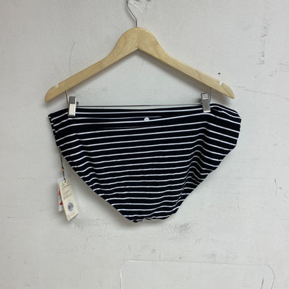 CALIA Women's MidRise Wide Banded High Leg Swim Bottoms Stripe Black WSA23414PRT