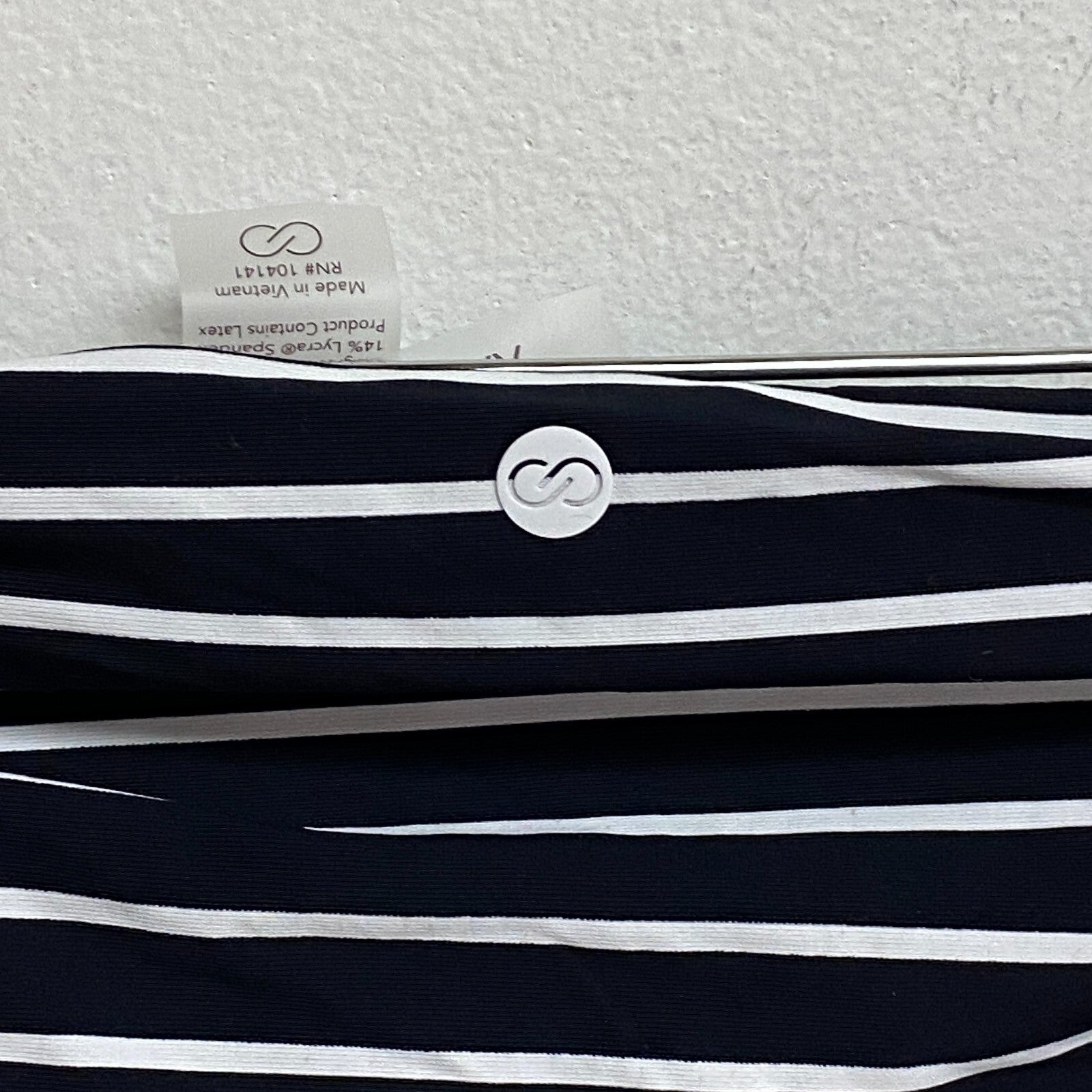 Calia Women's Shirred V Front Mid Rise Bottom Stripe Black WSA23415PRT New!