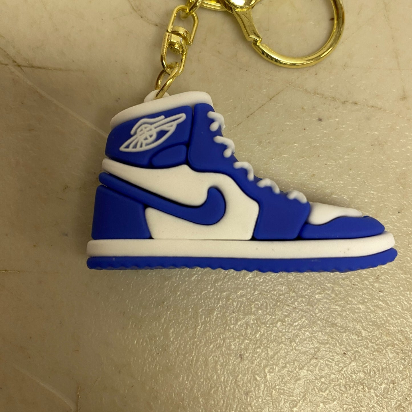 Assorted Silicone Air Jordan 1 Blue and White Keychain Accessory