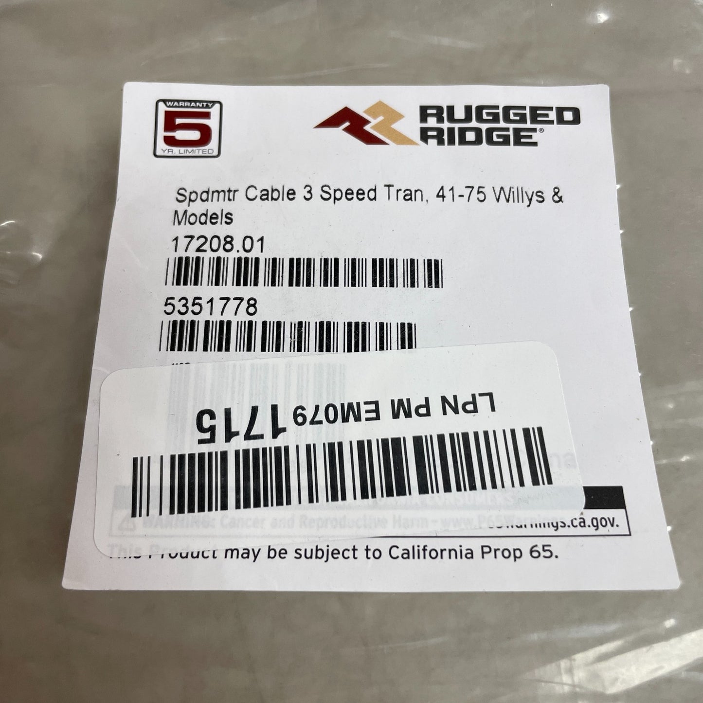 Rugged Ridge Speedometer Cable 60″ for Jeep CJ Willys 1941-1975 Model 5351778