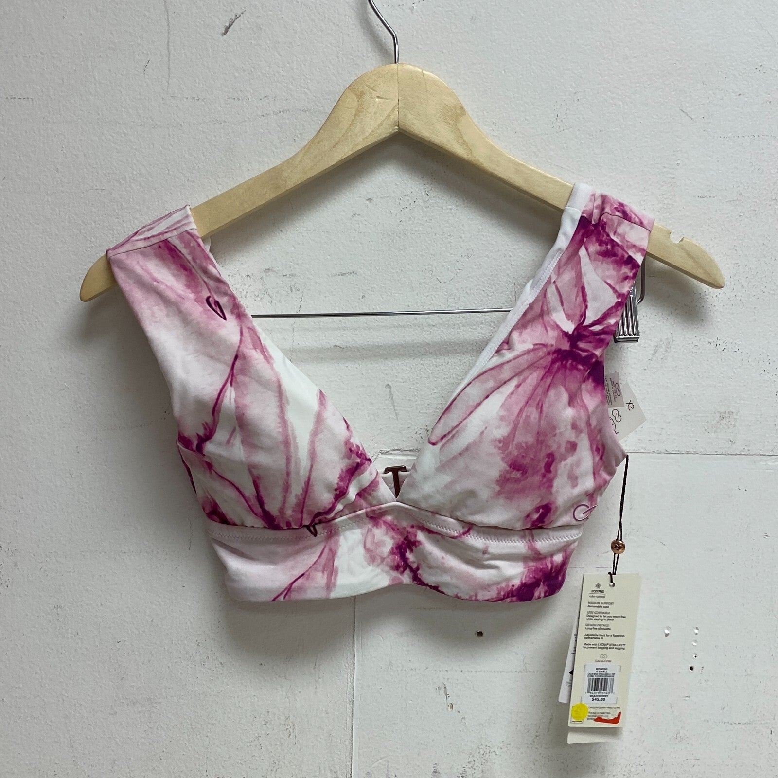 CALIA Women's Wide Shoulder Strap Square Neck Long Line Swim Top Floral Flourish