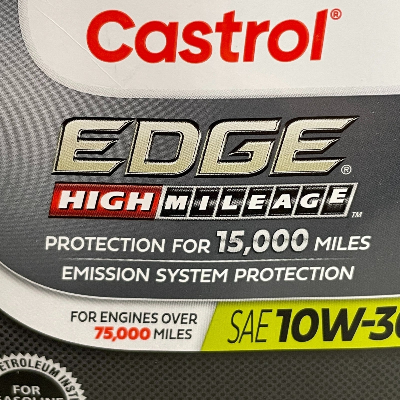 Castrol EDGE High Mileage 10W-30 Full Synthetic Motor Oil 1QT Bottle 10W30