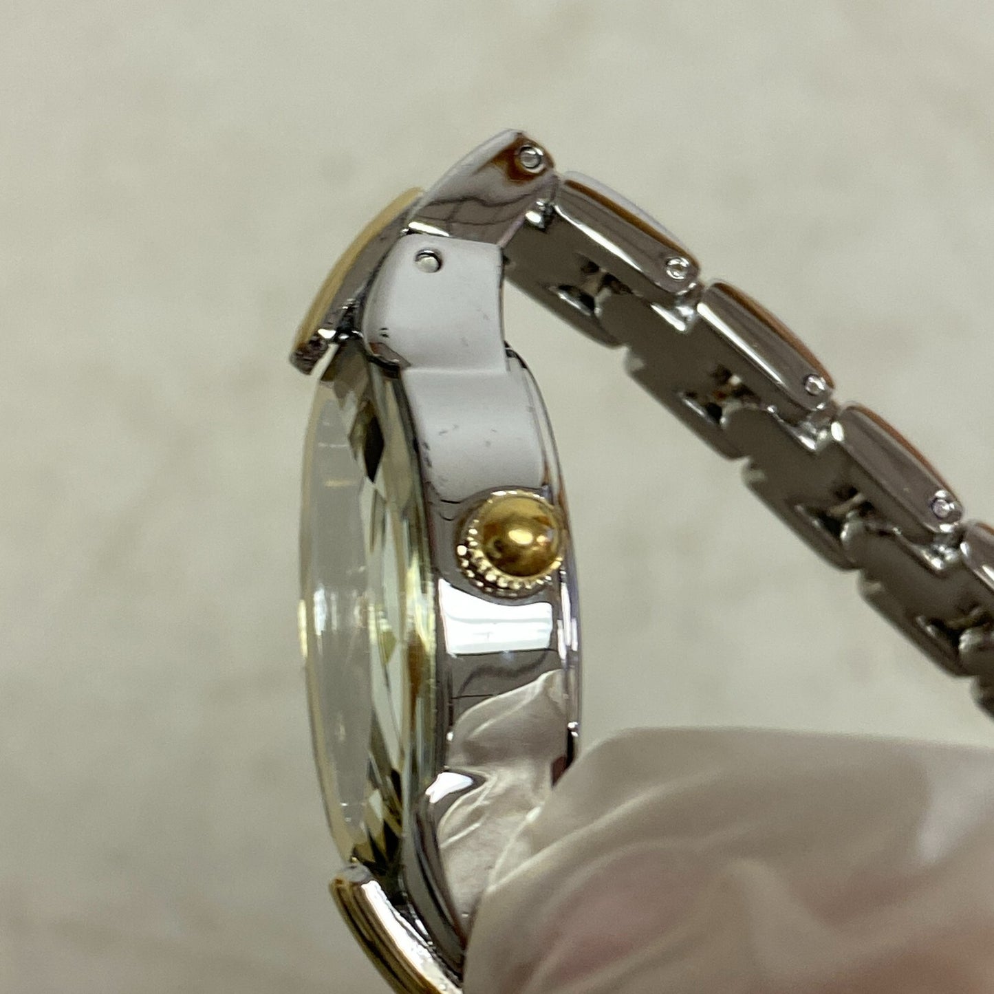 Armitron Women's Bracelet Watch Gold/Silver Band Crystals Bezel 75/3313TTG.