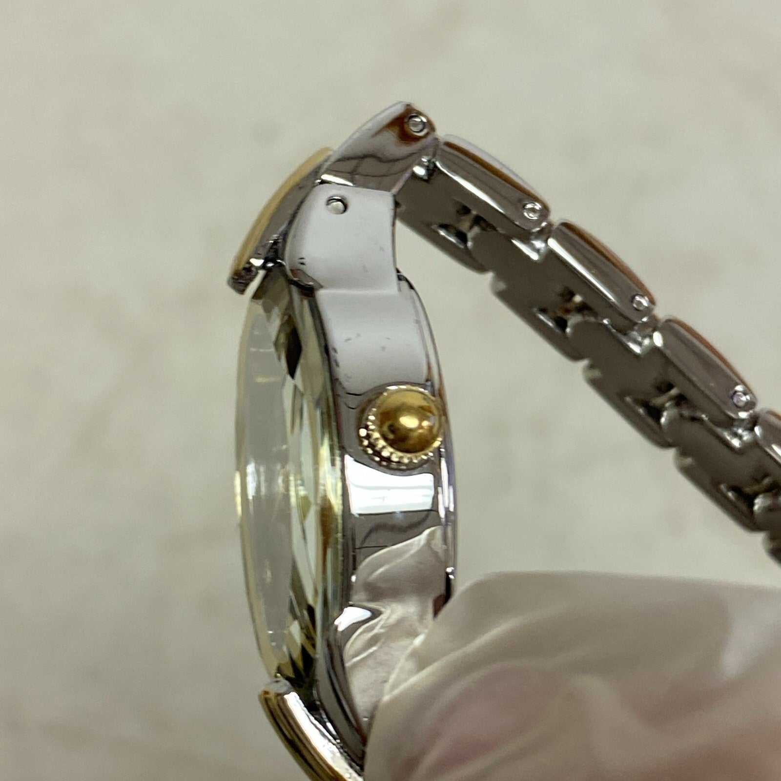 Armitron Women's Bracelet Watch Gold/Silver Band Crystals Bezel 75/3313TTG.