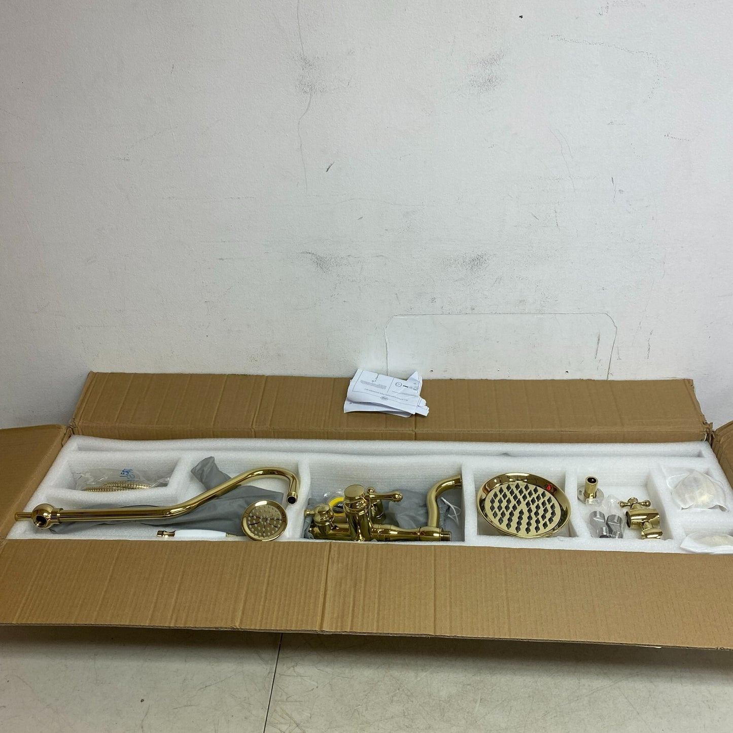 Signature Hardware Dolwick Exposed Pipe Shower and Tub Faucet - Polished Brass