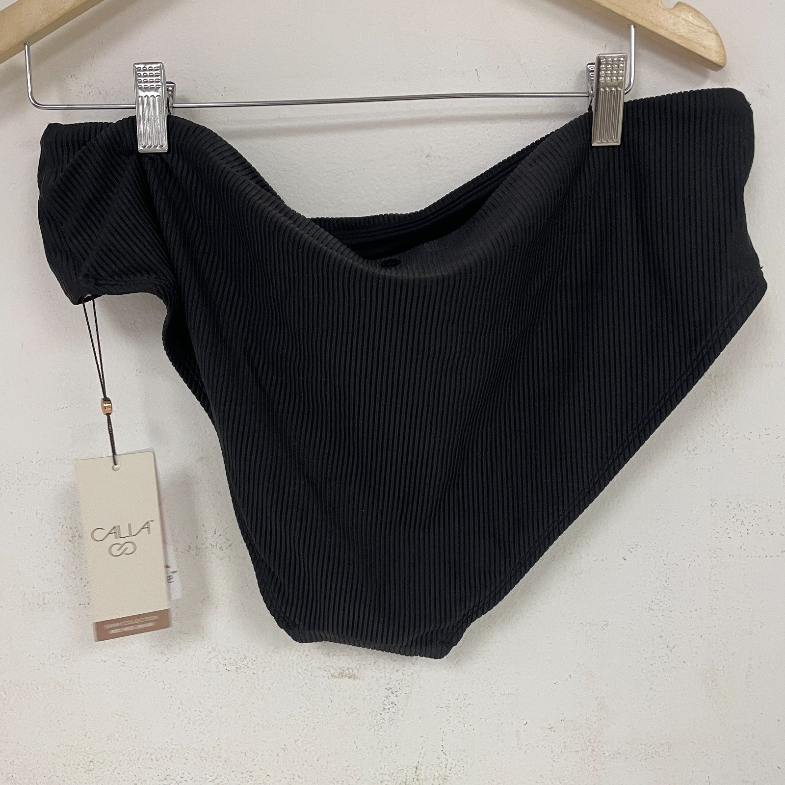 Calia Womenâs Novelty Mid Rise Swim Bottom Pure Black Bikini WSA22411N