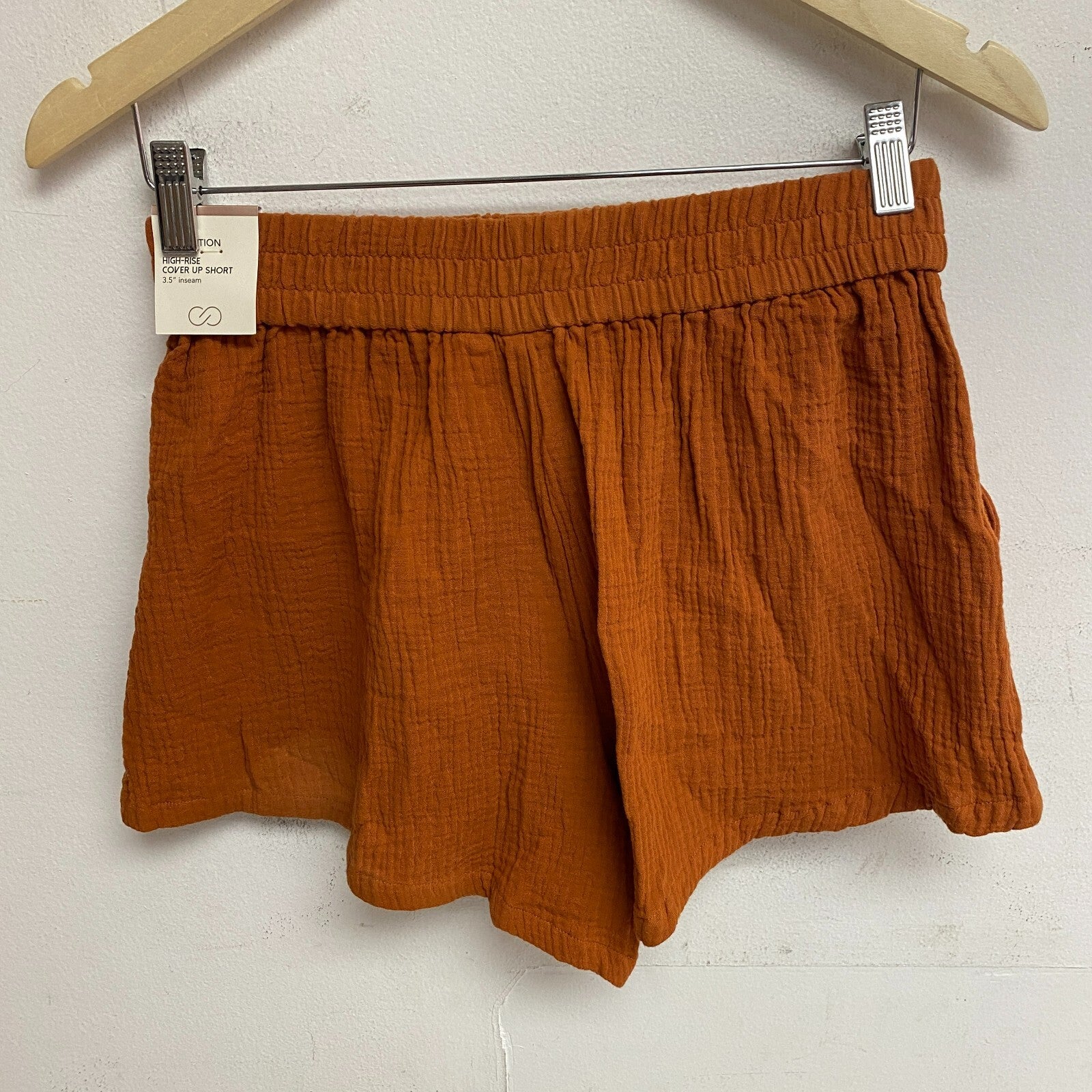 Calia Womens High Rise Cover Up Short Rust Brown Solid  Strapless WSA22902