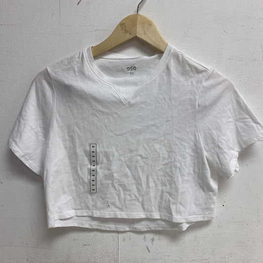 DSG Womens Solid Cut Off Short Sleeve Tee Pure White Fashion Summer DAG13118