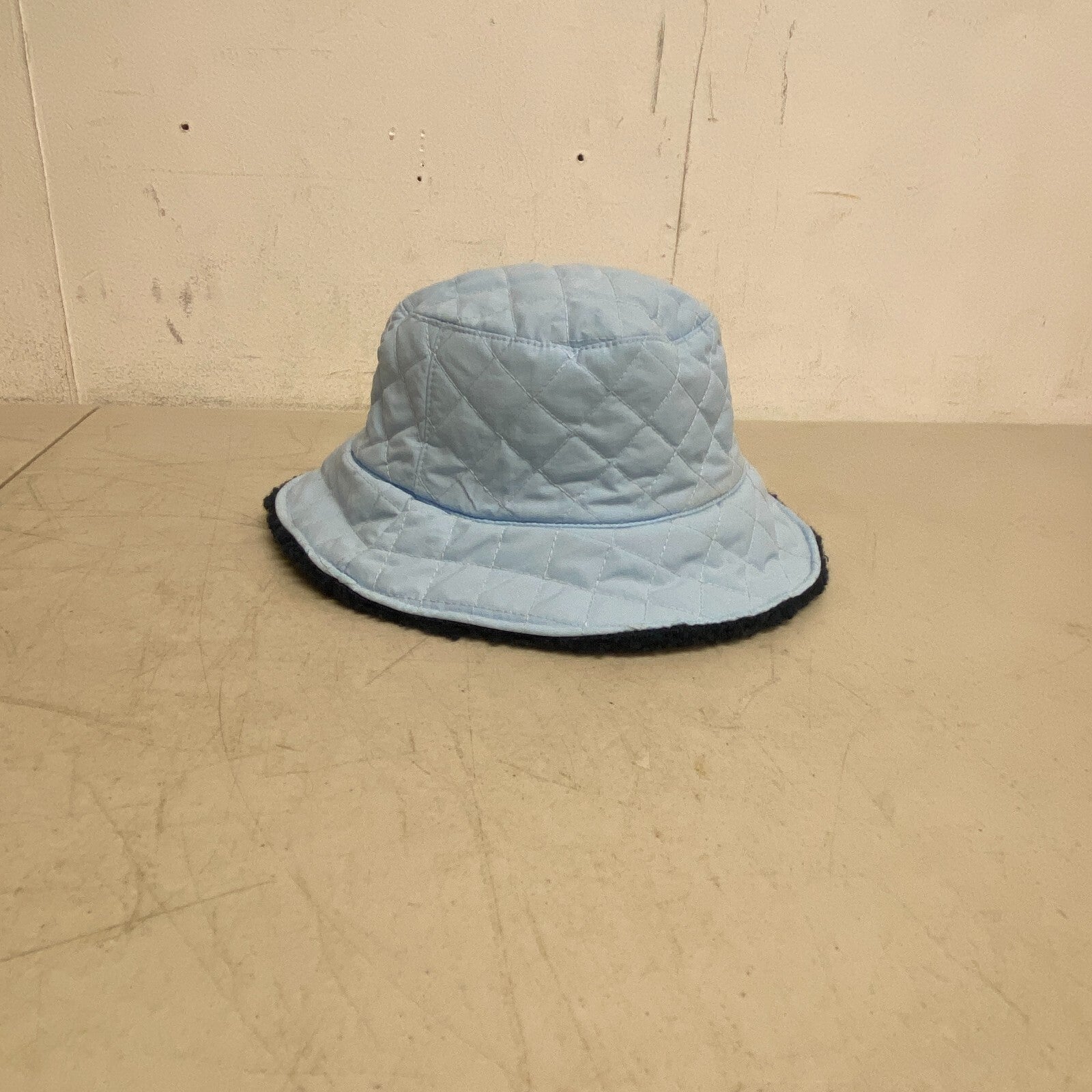 DSG Girls Teddy/Puffer Reversible Bucket Navy/Check Sky Blue, Size M/L DSGG1020
