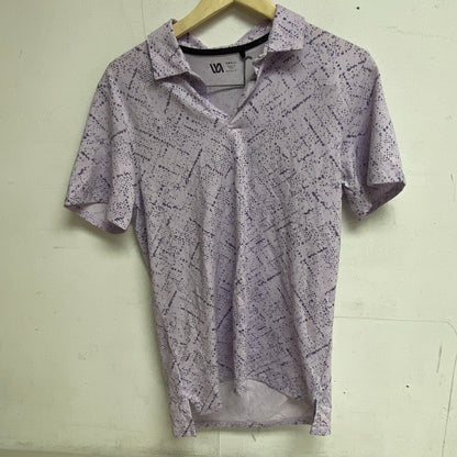 VRST Men's Plaid Pique Print Polo Plaid Dusty Grape MVG10019 BRAND NEW