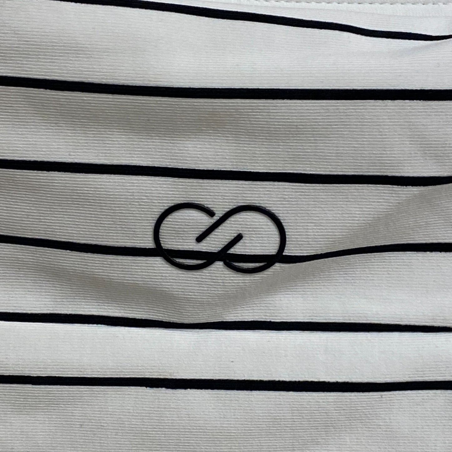 Calia Women's Swim Mid Rise Wide Band Bottom Stripe White WSA20406PRTX