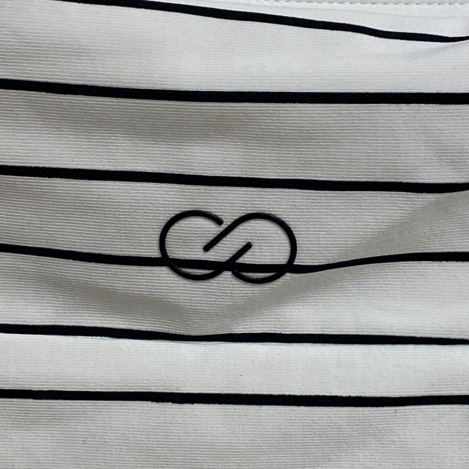 Calia Women's Swim Mid Rise Wide Band Bottom Stripe White WSA20406PRTX