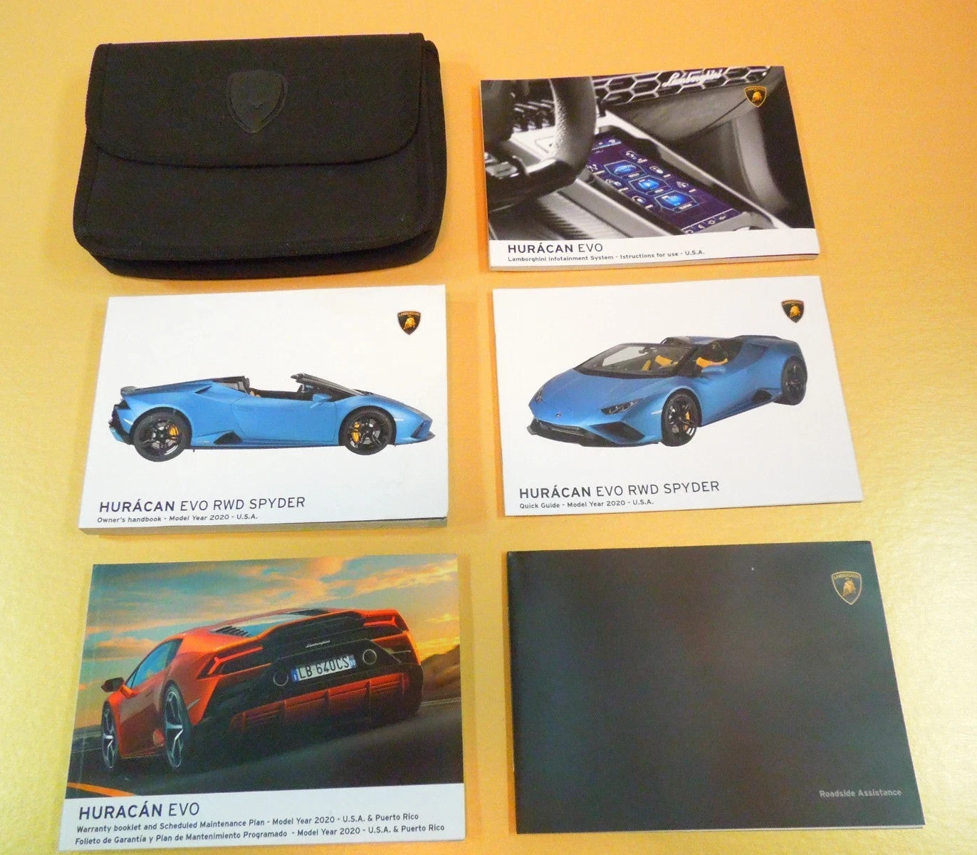 Lamborghini 2020 Huracán EVO RWD Spyder OEM Owner’s Manual Set with Case