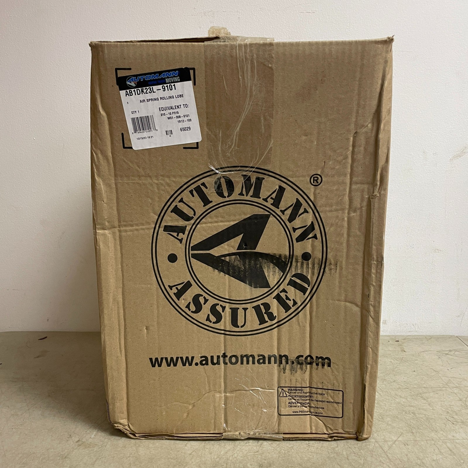 Automann AB1DK23L-9101 Rolling Lobe Air Spring 5700lb @ 80 PSI 15.5" Height